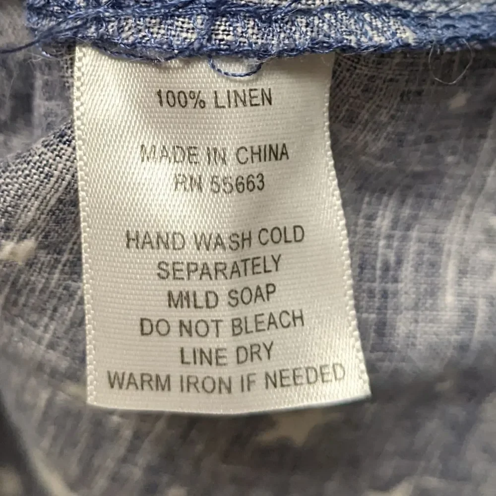 ATHENA MARIE Linen Star Print Boxy Top M - Picture 6 of 7
